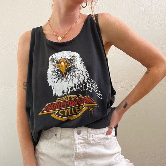 Authentic Vintage 1987 Harley-Davidson Printed Muscle Tee - Picture 2 of 10